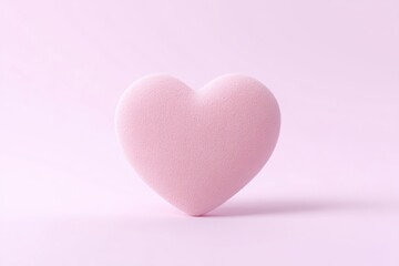 Obraz premium Single, soft, pink heart shape, simple, pastel, romantic, love, isolated, against light pink backdrop