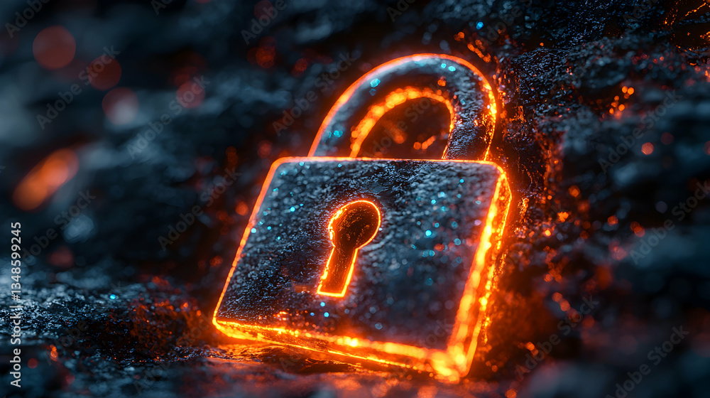 Aufkleber a glowing padlock symbolizes robust security and data protection. ideal for cybersecurity, privacy s
