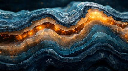 Fototapeta premium Cross-section of Earth's layers with glowing anomalies, representing abstract geological processes and energy flow deep within the planet's core.
