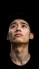 Fototapeta premium Handsome Asian Men His Sad Eyes Exhausting Feeling