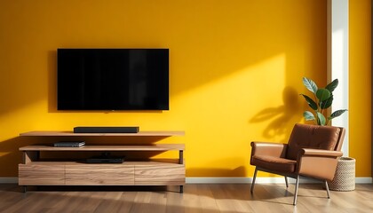 Wooden Shelf Modern Living Room Leather Armchair