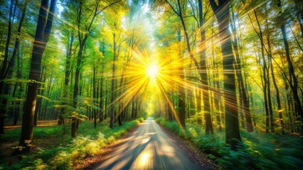 Obraz premium Sunburst Through Forest Canopy