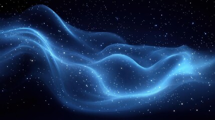 Abstract Blue Nebula Cosmic Energy Waves Background