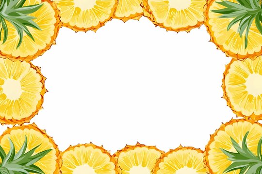 Vibrant pineapple slice border template ideal for appetizing summer invitations and playful flyers.