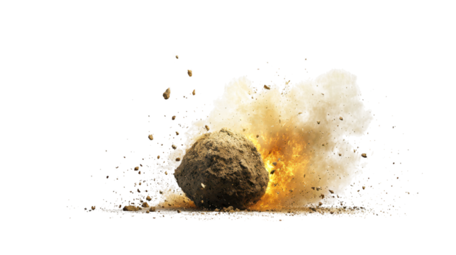 Spectacular asteroid explosion in the dark depths of space, a cosmic event