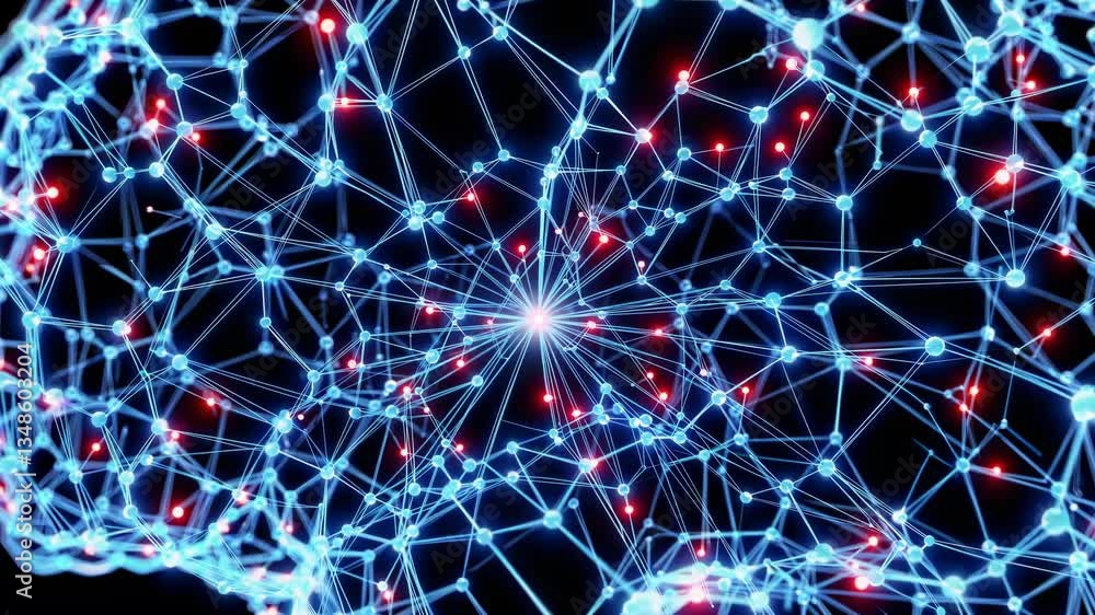 Aufkleber a digital rendering of a neural network in a brain, viewed from a side angle. the video style is fut