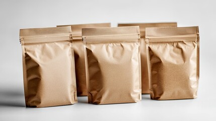 Set of brown doypacks, isolated 