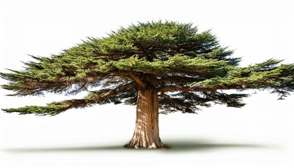 isolated tree on white lebanon cedar cedrus libani