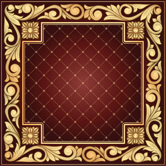 Golden ornate decorative vintage blank frame card