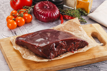 Raw beef liver for cooking