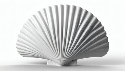 Realistic 3D Render of a White Jacobean Scallop Shell, Showing Fine Details and Organic Contours, Isolated for Versatile Use