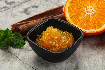 Tasty homemade Orange jam in the bowl