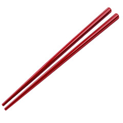 glossy red chopsticks with smooth texture isolated on white or transparent background