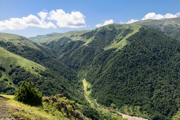 Naklejka premium In the mountains of the Caucasus on a summer day. The Chechen Republic, Russia