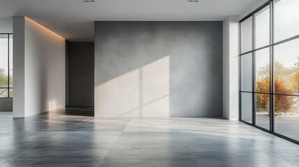 Minimalist Empty Room Interior with Neutral Tones and Natural Light in Modern Design