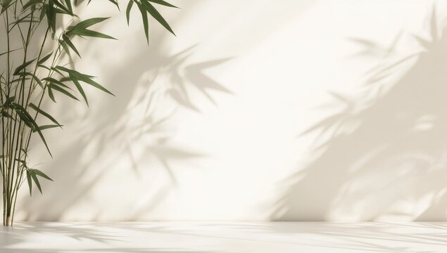 Beige backdrop with bamboo shadows