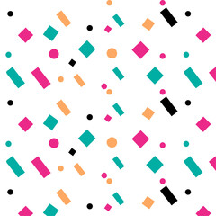 Abstract dots hand drawn Y2K naive seamless pattern. Vector organic colorful doodle circle dotted background in 70s groovy style