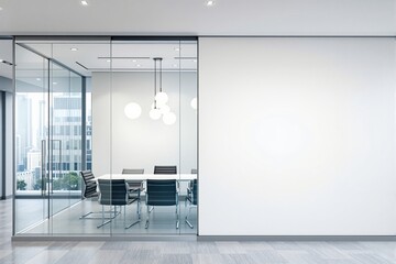 Modern office interior with empty white wall for mockup.