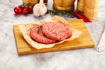 Raw beef minced meat cutlet