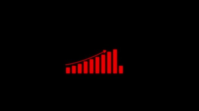 Business graph chart with growing business concept. Arrow Rising On Graph With Symbols. Abstract business growth and graph chart icon animation .bar chart with arrow