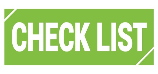 CHECK LIST text written on green stamp sign.