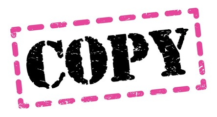 COPY text written on pink-black stamp sign.