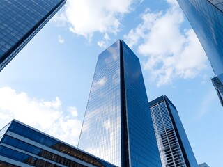 Corporate office buildings towers skyscrapers low angle