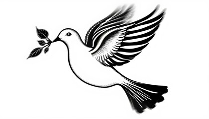 Fototapeta premium A graceful dove vector, symbolizing peace, in clean black silhouette.