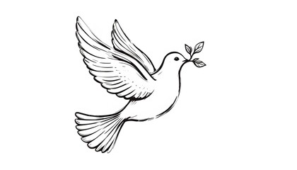 Fototapeta premium A graceful dove vector, symbolizing peace, in clean black silhouette.