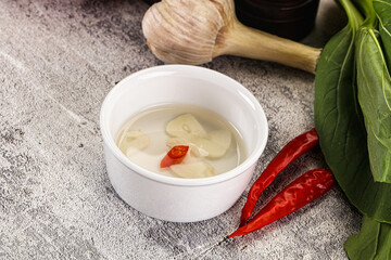Vietnamese spicy vinegar with garlic