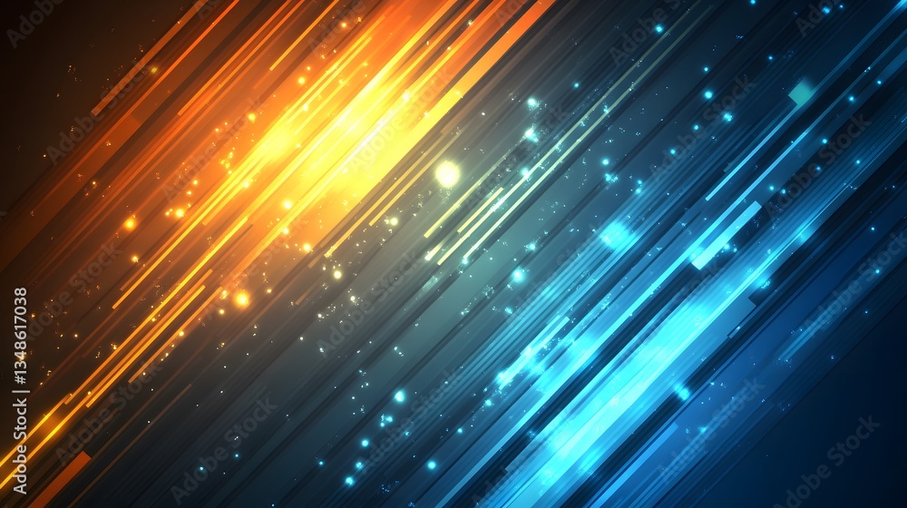 Aufkleber diagonal abstract lines with a color gradient and glowing particles