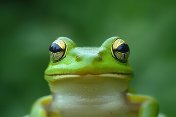 Humorous frog design, simple lines with half-filled green