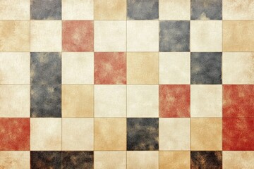 Beige Paper Check Pattern Vintage Background Geometric Design Mid Century Modern Art