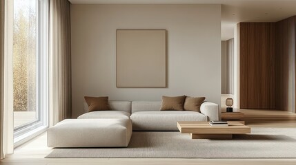 Minimalist Scandinavian Living Room Design with Cozy Couch and Wood Accents for Modern Interiors