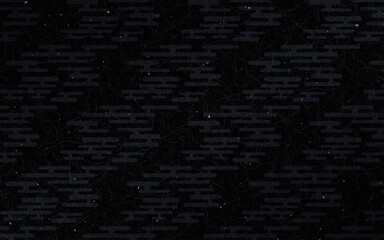 シームレスな和柄和紙に金箔のパターン。黒地、エ霞模様。