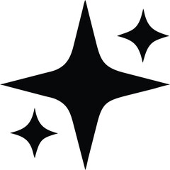 Fototapeta premium Black Star Shapes on White Background Abstract Sparkle, Shine, Burst, Twinkle Elements