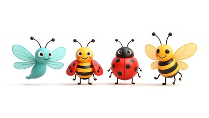 Happy party with cartoon insects