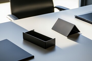 Modern Office Desk Organizer with Sleek Design and Natural Lighting