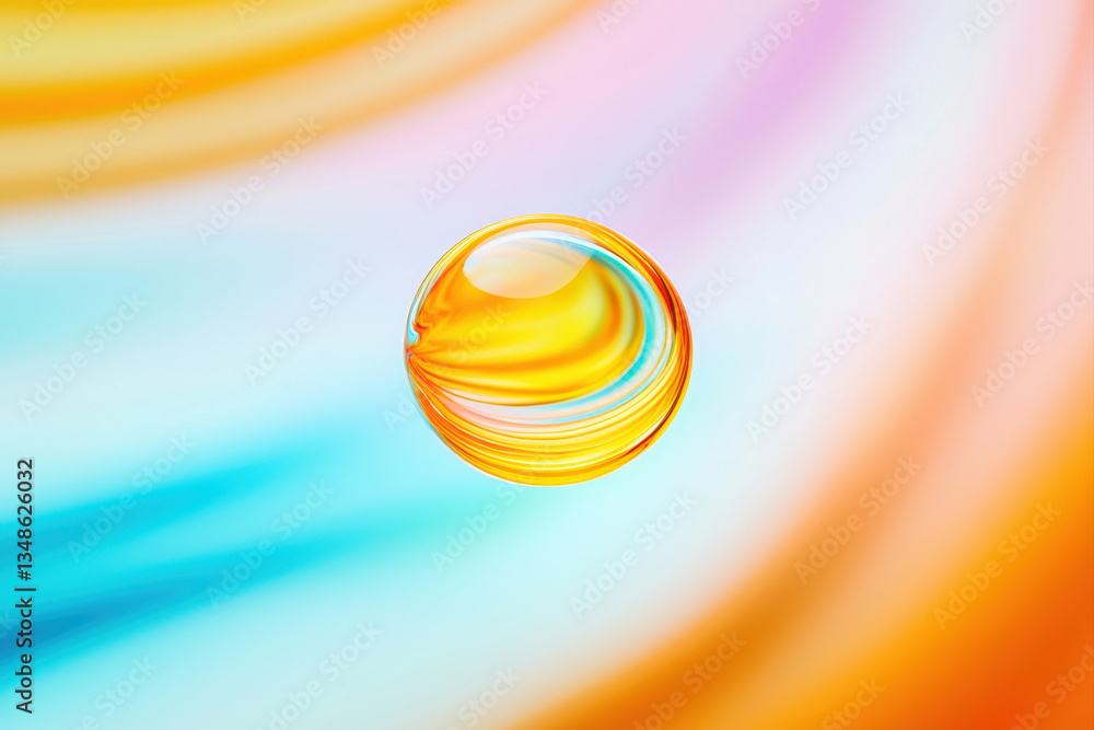 Poster a colorful, swirling abstract image featuring a translucent bubble in motion.