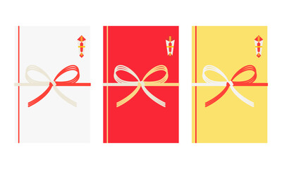 白と赤と黄色ののし袋のイラスト