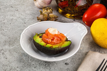 Whole grilled avocado with salmon