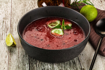 Sweet watermelon gazpacho with cucmber