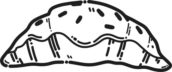 Plain Croissant dipped with sprinkles rainbow monoline drawing clipart