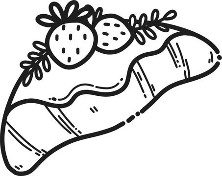 black and white strawberry pastry dessert clip art preview