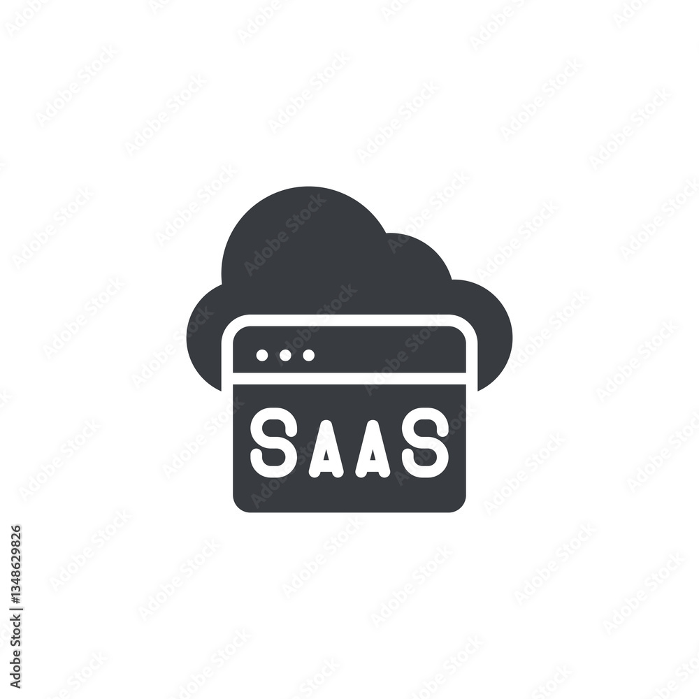 Poster cloud with a software window inside vector icon