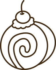 Cute roll cake doodle outline vector