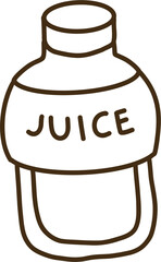 Cute juice in bottle doodle outline vector