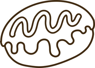 Cute bread doodle outline vector