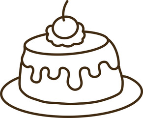 Cute pudding doodle outline vector