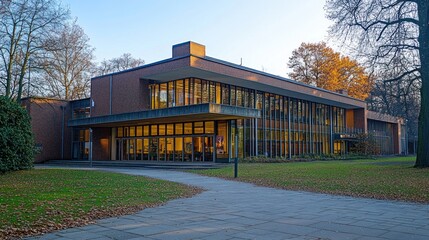Obraz premium Autumnal Glow on University Building